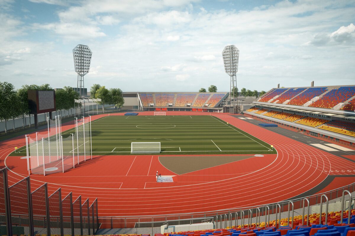 Stadiona "Daugava" centrālais laukums un tribīne 